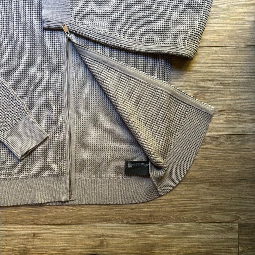 Theory | Gary Full Zip Jacket, Heavyweight Knit in Force Grey/Ivory (S) - Picture 10 of 16